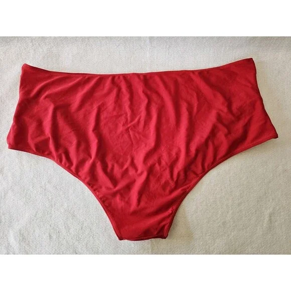 Rosegal Swim Briefs Women's Red High Waisted Bathing Suit Bottom Plus Size 5X - Picture 2 of 9
